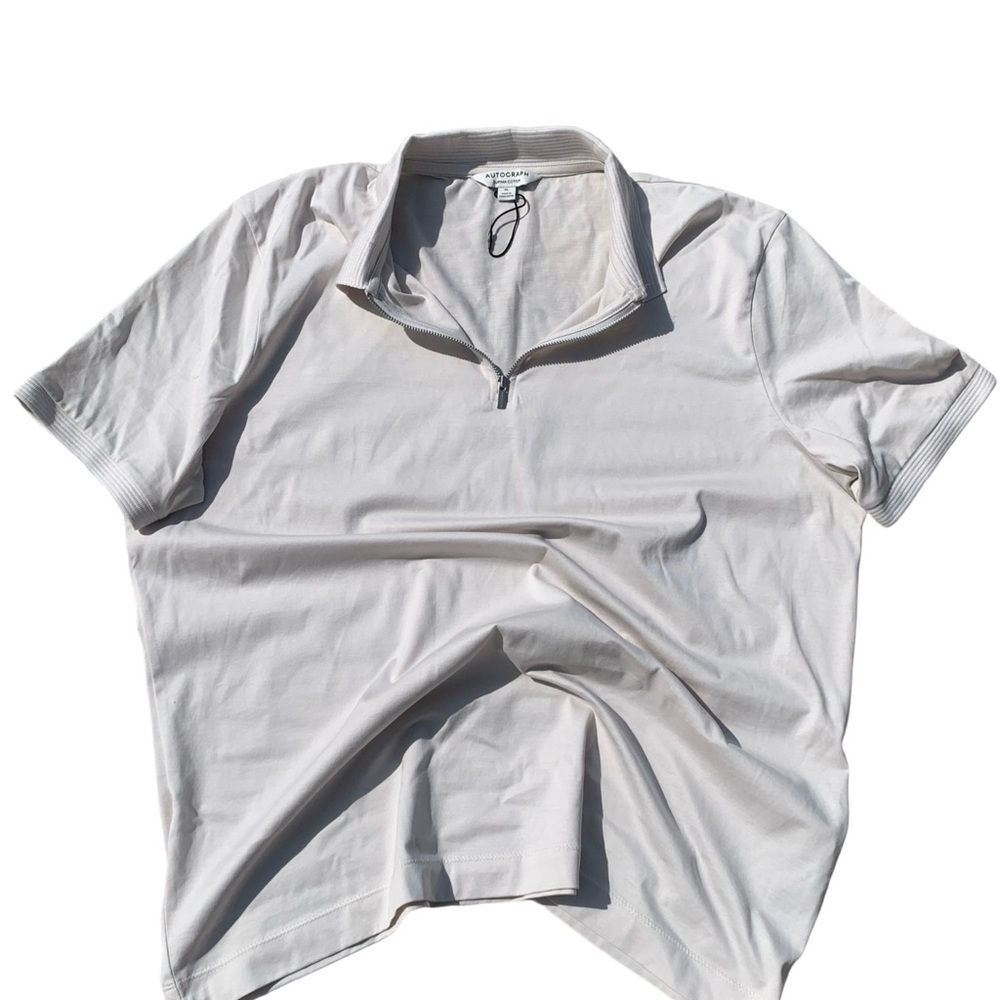 Autograph Supima Cotton Polo Shirt – XL Beige Zip Neck